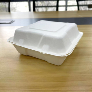 Einweg-Kunststoff-Clamshell-Imbiss <span class=keywords><strong>box</strong></span> 8x8 Papier-Lebensmittel behälter Zuckerrohr-Bagasse-Zellstoff-<span class=keywords><strong>Burger</strong></span>-Brotdose - Product Image 3