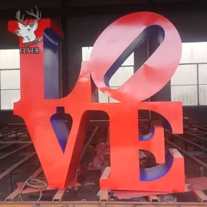 Al aire libre grande de artesanías de Metal Robert Indiana alfabético carta de amor de acero inoxidable jardín escultura