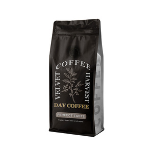 ถุงกาแฟแบบมีซิปล็อค พิมพ์ลายได้ตามต้องการ พร้อมวาล์ว ขนาด 1 กก. 500 กรัม 250 กรัม 12 ออนซ์ 5 ปอนด์ สีดำด้าน มีก้นข้าง รีไซเคิลได้ - Product Image 1