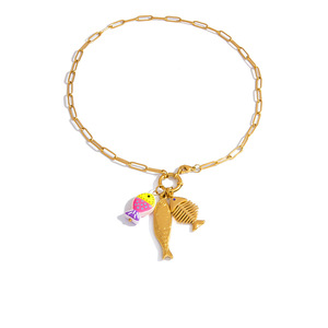 Stainless Steel Necklace With Fish Pendant 18K Gold Plated <b>Titanium</b> Steel Clavicle <b>Chain</b> Animal Zodiac Design - Product Image 5