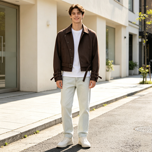 Custom Vintage Men Fashion Vertical Striped Cropped <strong>Jacket</strong> Casual Long Sleeve Short <strong>Jacket</strong> Outerwear Streetwear - Product Image 2