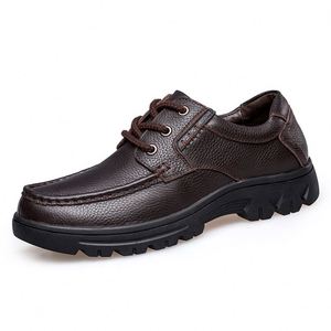 Chaussures à lacets pour hommes grande taille, semelle épaisse en caoutchouc, tige en cuir véritable et maille, tendance mode, décontractées, pour l'extérieur, affaires et formelles - Product Image 3