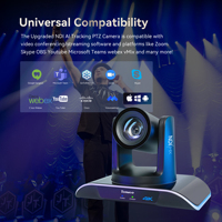 Cámara PTZ Profesional Tenveo 2025 con Zoom 20x, NDI, Seguimiento y Encuadre Automático por IA, Micrófono Inalámbrico USB, Controlador 4D y Función de Votación
