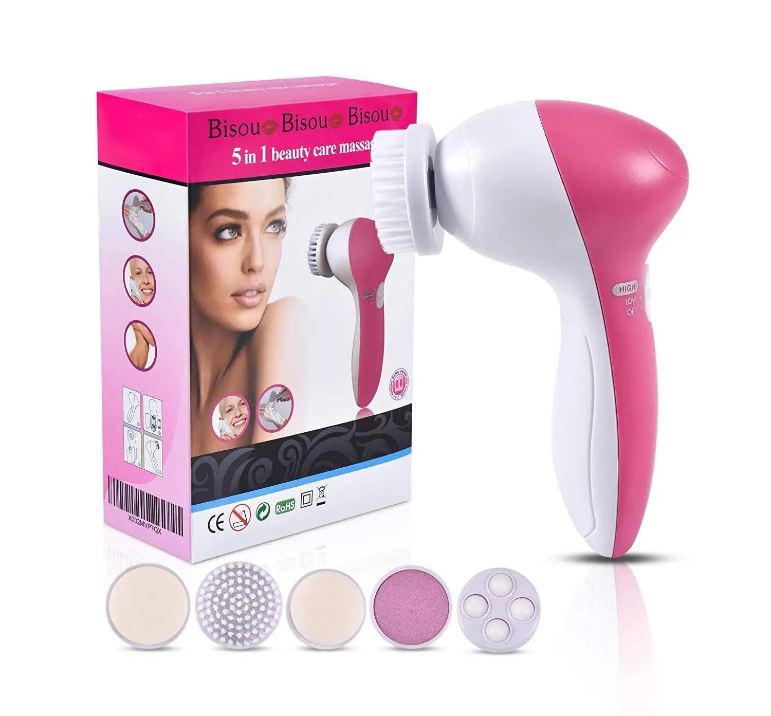 Multi-function 5 Head Electric Massage Face Brush Cleaner Makeup Remover Facial Cleansing Brush Women Face Beauty Equipment