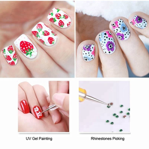 5 pièces 2 voies <span class=keywords><strong>Caviar</strong></span> Nail Art pointillant stylo UV Gel peinture brosse Salon manucure ongles outils Kit plat forme de cheveux léger - Product Image 6