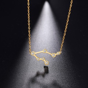 In acciaio inossidabile placcato oro 18K strass astrologia 12 oroscopo segno collana zodiacale regali di compleanno per donne ragazze - Product Image 5