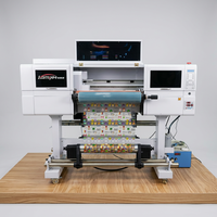 Nouvelle imprimante UV à jet d'encre cylindrique de 60 cm, laminateur 2-en-1, pour matériaux souples, DTF, rouleau à rouleau, étiquettes en cristal, sacs en plastique, cuir, papier