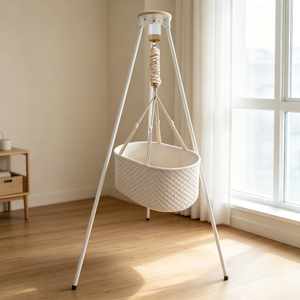 Cuna <span class=keywords><strong>Mecedora</strong></span> Automática para Bebés de Alta Calidad con Soporte de Trípode Resistente, Temporizador de Múltiples Velocidades y Colchón de Fibra de Coco - Product Image 2