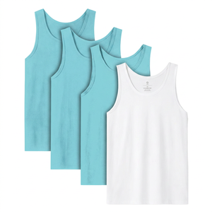Men's Casual Sleeveless Shirt 100% Cotton Classic White Simple Design <b>Layering</b> Eco-Friendly Custom DTF Sports Training Tank <b>Tops</b> - Product Image 3