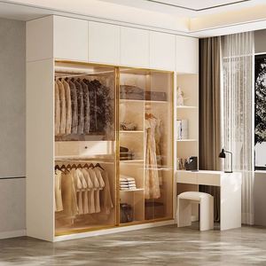 Armario Vestidor de Madera Extensible y Personalizable con Espejo Ajustable para Organización de Almacenamiento en el Dormitorio - Product Image 3