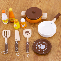 Jeu de cuisine et de réfrigérateur pour enfants en bois, à base d'eau et sans odeur, sur le thème de l'ours mignon, avec son et lumière