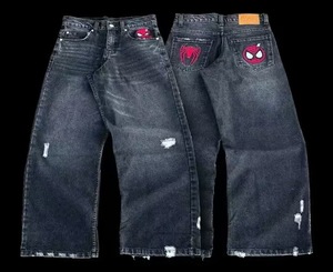 <span class=keywords><strong>Pantaloni</strong></span> in Denim strappati ricamati di <span class=keywords><strong>ragno</strong></span> per uomo e donna, con un fantastico stile Ueno e una vestibilità Hip-hop, Design a gamba dritta. - Product Image 4