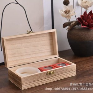 Wooden Jewelry Box Rectangle <b>6</b> Inch Solid Wood Desktop Storage Box With Brass Lock - Product Image 3