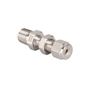 OD 1/4 tube to 1/8 1/4 3/8 NPT Male Thread Double Ferrules Male Bulkhead connectors Tube Fitting