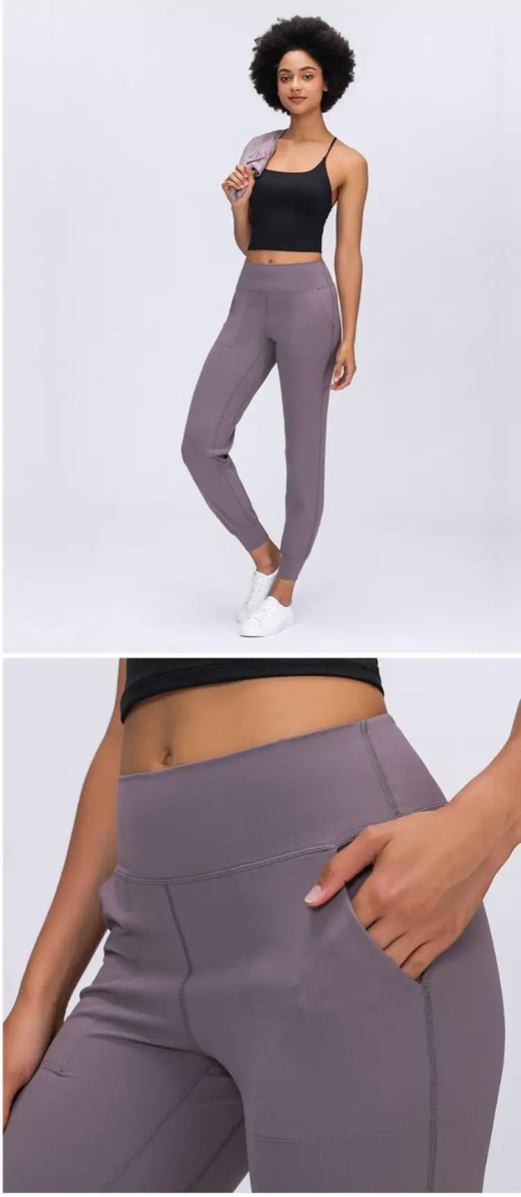 Lululemon Spring And Summer Elastic Waist Yoga Pants Simple Straight Sports And Leisure Elastic Waist Nine Jogger Women