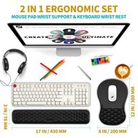 Ensemble de tapis de souris ergonomique avec soutien du poignet avec soulagement de la douleur du canal carpien, massage des bourrelets et conception de gel à mémoire complète, tapis de souris 2 en 1
