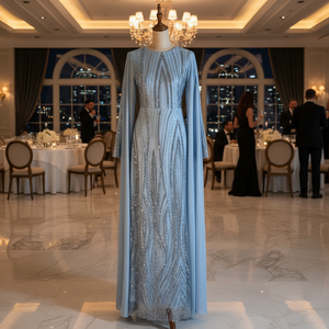 Vestido de Noche Largo Azul Rey de Lujo con Silueta de Sirena, Elegante Adorno de Cristal de Swarovski, Transpirable para Eventos Especiales - Product Image 2