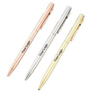 Bolígrafo Metálico Delgado con Logotipo Personalizado, Color Oro Rosa con Tinta Negra, Escritura Suave, para la Escuela y la Oficina, Regalo Publicitario - Product Image 1