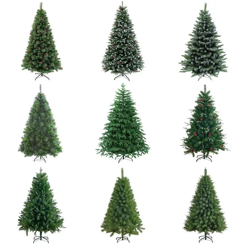 شجرة عيد الميلاد adornos de navifdad عالية الجودة خضراء Pvc 4ft 5ft 6ft 7ft 8ft Pe مختلطة مع الحلي