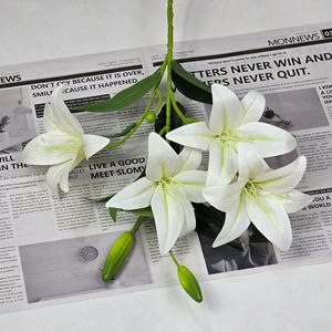 Künstliche Lilienstiele 3D 4-köpfige Realistische Lilienzweige für Hochzeit, Zuhause, Hotel, Tischdekoration - Product Image 4