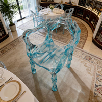 Chaise de salle à manger en résine transparente, fauteuil moderne créatif en forme de goutte d'eau en cristal pour salon, restaurant, mobilier commercial