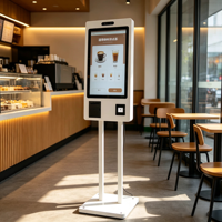 Kiosco de Autoservicio Comercial de 27 Pulgadas con Carcasa Metálica, Kiosco de Pago Todo en Uno con Lector de Tarjetas NFC e Impresora para Restaurantes de Comida Rápida