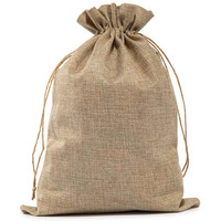 Grande Promotion, Petit Sac Cadeau Écologique en Lin, Jute et Toile de Jute, à Cordon, Avec Logo Personnalisé Imprimé et Corde de Chanvre