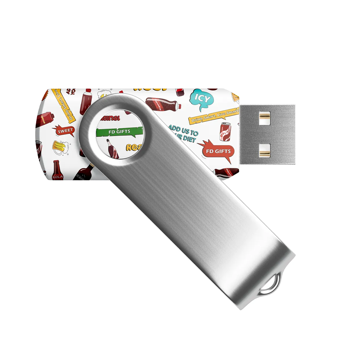 Fabrika fiyat özel döner USB Flash sürücü 16GB 64GB kapasiteli USB 3.0 Metal plastik malzeme ile özel logolu kalem kart tarzı