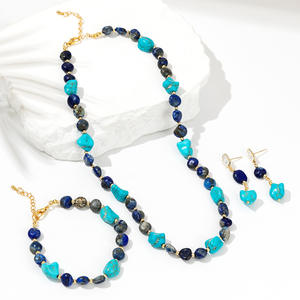 Ensemble de bijoux de mariée bohème vintage en turquoise, colliers et boucles d'oreilles pour filles et femmes - Product Image 1