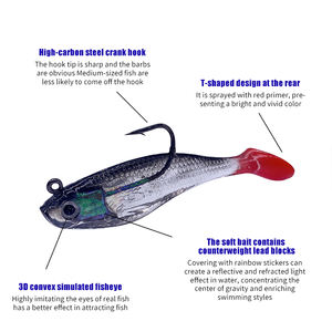 เหยื่อตก<span class=keywords><strong>ปลา</strong></span>แบบวอบเบลอร์สำหรับตก<span class=keywords><strong>ปลา</strong></span>แบส เหยื่อปลอมแบบหางตัว T ขนาดเล็ก เหยื่อปลอมแบบนิ่ม - Product Image 4