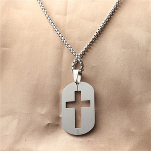 Stainless Steel Hollow <b>Cross</b> Pendant Men's Necklace Geometric Themed Gift 12028 - Product Image 2