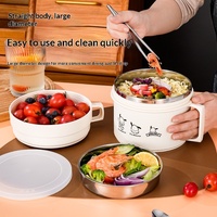 Bol à nouilles instantanées en acier inoxydable 304 de qualité alimentaire personnalisé avec poignée, bol intérieur amovible, grande ouverture, boîte à lunch pour étudiants en dortoir