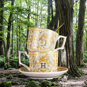 Hot Sale High-End Luxury Ceramic Tea <b>Cup</b> and <b>Saucer</b> Set for Afternoon Tea or Coffee Factory Wholesale - Product Image 3