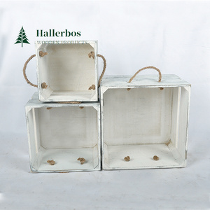 Hallerbos Wholesale Best Selling Rustic Cottage Grey Decorative Distressed Wood Crates for sale