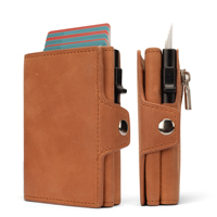 Portefeuille minimaliste en cuir PU avec porte-cartes RFID, porte-monnaie pour homme, étui pour cartes de visite, sans fermeture, OEM personnalisé, vente en gros