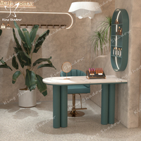 Table et chaise de manucure moderne de luxe avec dessus en marbre combinaison de chaise de bureau pour ongles pour salon de manucure