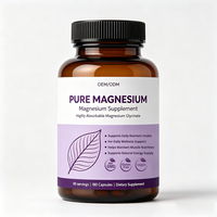 Capsules de magnésium pur OEM, magnésium glycinate hautement absorbable, soutient l'apport nutritionnel quotidien, complément nutritionnel pour les muscles
