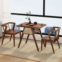 Ensemble de salle à manger minimaliste nordique en bois massif, table et chaises en rotin peu encombrantes pour petit appartement ou hôtel, grain naturel