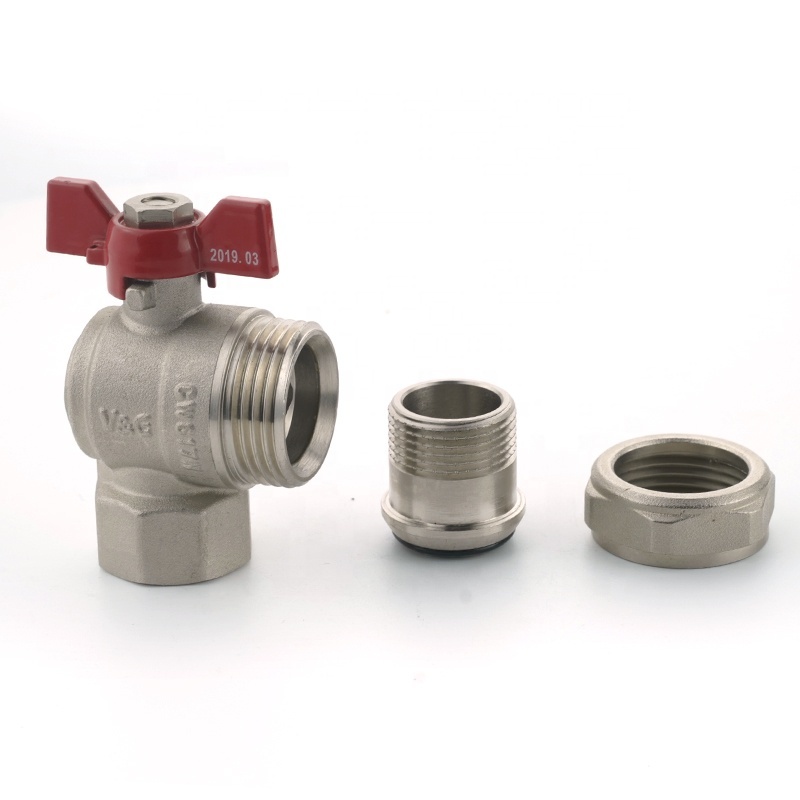 China Wholesale 1/2 3/4 1 inch Cw617n Brass Angle Ball Valve with Red Butterfly Handle