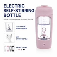JUNVOY Shaker à protéines électrique auto-mélangeur 650 ml, rechargeable par USB, en Tritan, avec batterie 1200 mAh et isolation thermique pour la salle de sport
