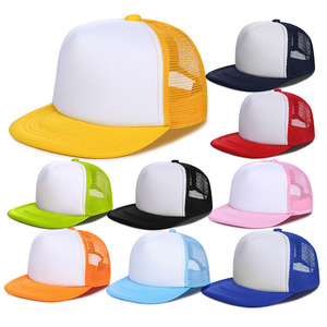 Hn13 OEM 5 Bảng Điều Chỉnh Tái Chế Màn Hình Màu Hồng Phun In Người Đàn Ông Đồng Bằng Biểu Tượng Tùy Chỉnh Hồ Sơ Cao Phẳng vành <span class=keywords><strong>Snapback</strong></span> Trucker Hat Mũ Trống - Product Image 1