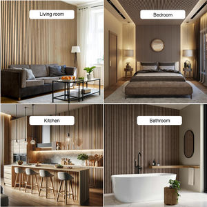 Panneau acoustique en bois à lattes HENGJIU, design européen-américain, moderne, décoratif, insonorisant, écologique, NRC 1.0, chêne gris, MDF - Product Image 3