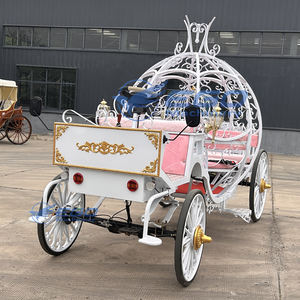 Gemotoriseerde Cinderella Prinses Pompoen Paardenkoets Met Wit Lichaam En Roze Stoel Luxe Bruiloft Paard Koets Te Koop - Product Image 4