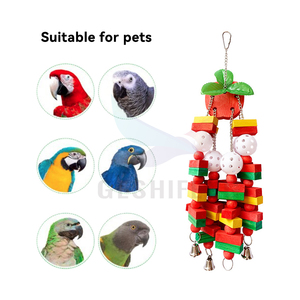 Renkli ahşap kuş papağan oyuncaklar çiğneme oyuncağı kuş kafesi aksesuarları asılı kuş oyuncak - Product Image 6