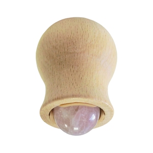 Flacon roll-on sablier en cristal rose quartz avec applicateur d'huile essentielle en bois et bille en pierre de quartz rose - Product Image 2