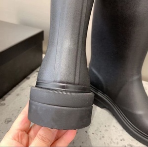 Bottes mi-mollet de luxe pour femme en cuir véritable, semelle extérieure en caoutchouc, imperméables, à enfiler, solides, été/printemps, haute qualité - Product Image 6
