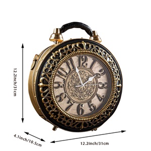 Women Vintage <b>Clock</b> Round Clutch Purse Top Handle Alarm <b>Clock</b> Evening <b>Bag</b> Zipper Crossbody <b>Bag</b> for Wedding Cocktail - Product Image 6