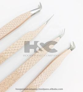 Nouvelles pinces à cils en acier inoxydable couleur pêche en gros, logo personnalisé, pinces à extensions avec emballage durable, vison - Product Image 1
