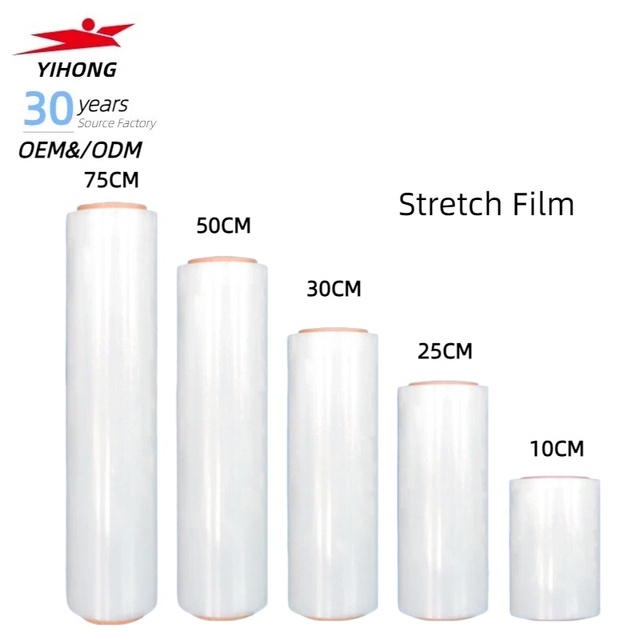 YIHONG Wholesale Price PE LLDPE Stretch Wrap Transparent Plastic Soft Packaging Film Moisture-Proof Stretch Wrapping Film