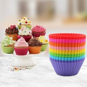 Food Grade Silicone Non-stick Muffin Reusable Silicone <b>Cupcake</b> Liners Baking <b>Cups</b> for Party with 24pcs /12pcs Pack - Product Image 2